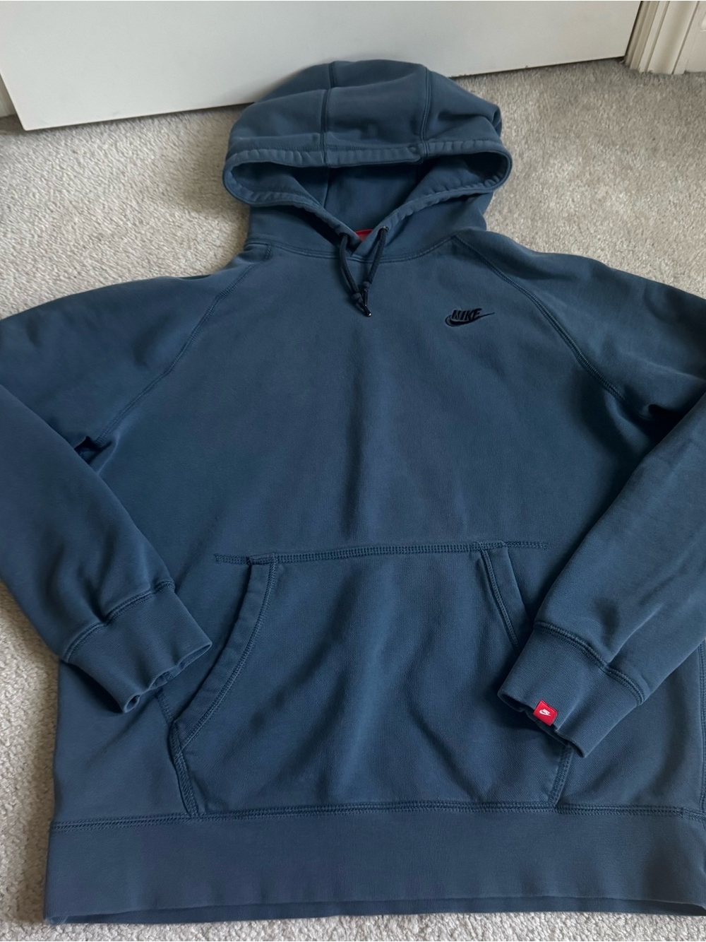 Vintage Y2K Blue Mens Pullover Hoodie Sweatshirt Large